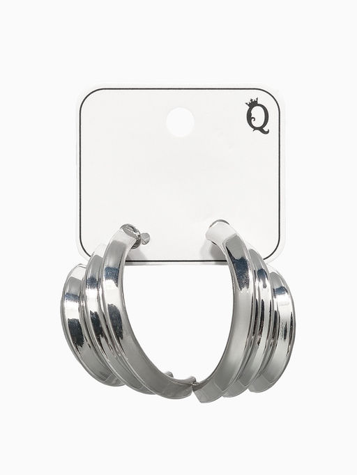 Серьги металл Трио на увеличение, цвет серебро - Qf фото 3