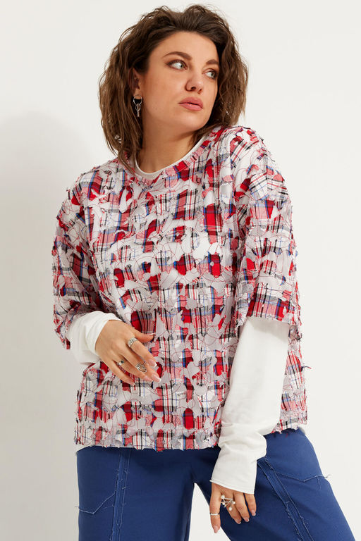 Рубашка BegiModa 4119 красная клетка  фото 3