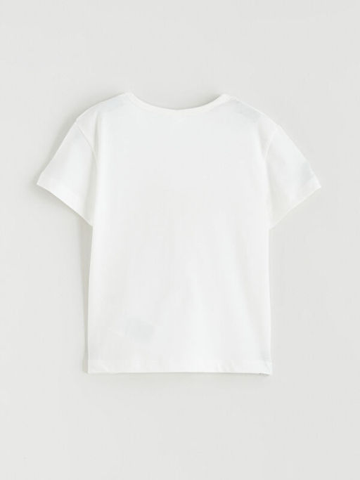 Bisiklet Yaka Fiyonk Bask?l? K?z ?ocuk Ti??rt