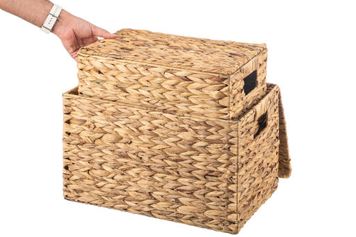 Набор 2 плетеных корзин 45*30,5*27,5 см, 40,5*25*25,5 см, с крышками, водный гиацинт