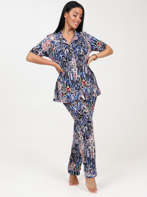 7 ПИЖАМНЫЙ ЖЕНСКИЙ КОСТЮМ (брюки) (Фиолетовый (змея)) - А-дина фото 3