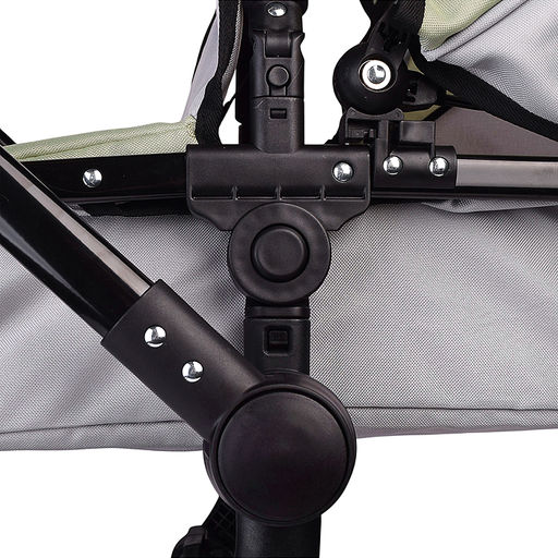 Коляская кукольная металлическая, прогулочная, с корзиной, серо-зеленая