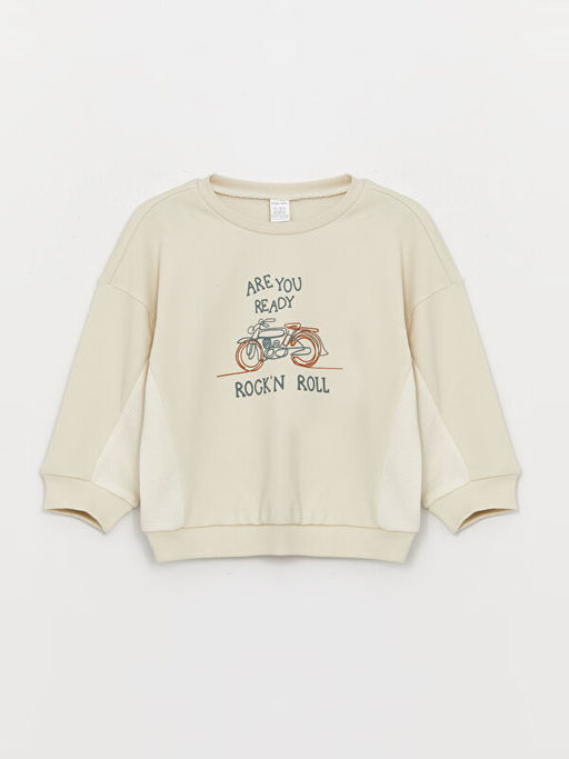 Bisiklet Yaka Uzun Kollu Bask?l? Erkek Bebek Sweatshirt - Waikiki фото 3