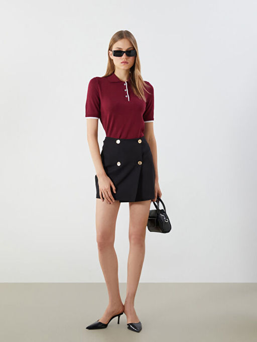 Beli Lastikli D??meli Mini Etek