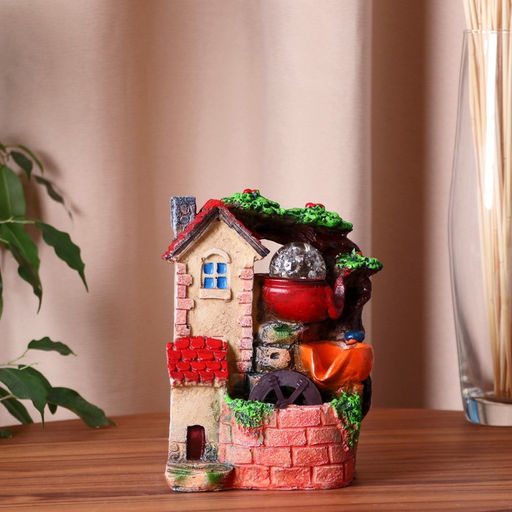 Фонтан настольный «Домик для гномиков», 9.5×13×20 см, с подсветкой