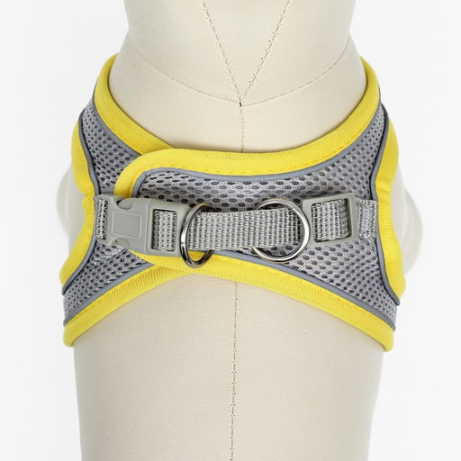 Комплект с мягкой шлейкой, размер XXS, поводок 150 х 1,5 см, ОГ 28-30 см,ОШ 24-26 см, жёлтый - Пижон фото 7