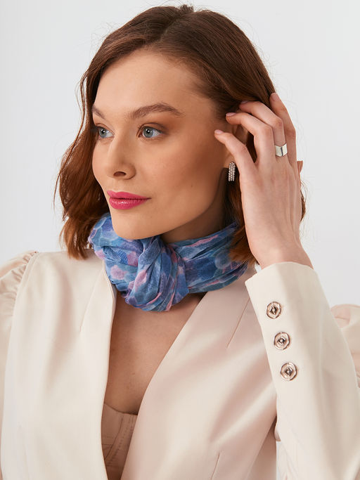 Большой, мягкий, тонкий и очень нежный двусторонний палантин с рисунком в стиле арт-дек - Tantino фото 7