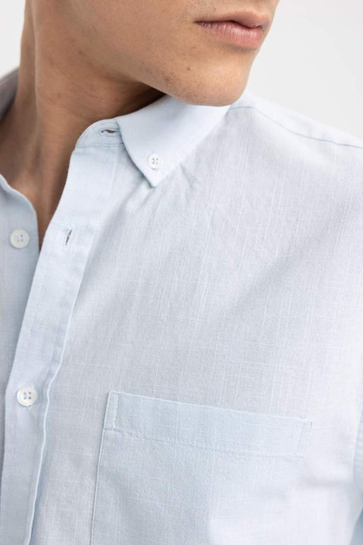 Рубашка приталенного кроя из 100% хлопка с длинными рукавами - Defacto фото 9