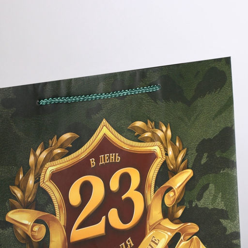 Цена за 2 шт. Пакет подарочный ламинированный, упаковка, «С 23 февраля», L 28×38×9 см
