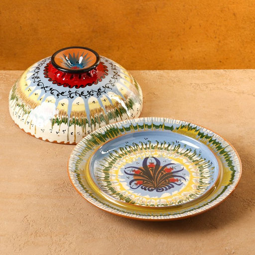 Блинница узбекская Риштанская керамика, d=26.5 см, разноцветная