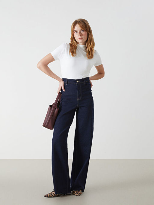 Wideleg Kad?n Jean Pantolon