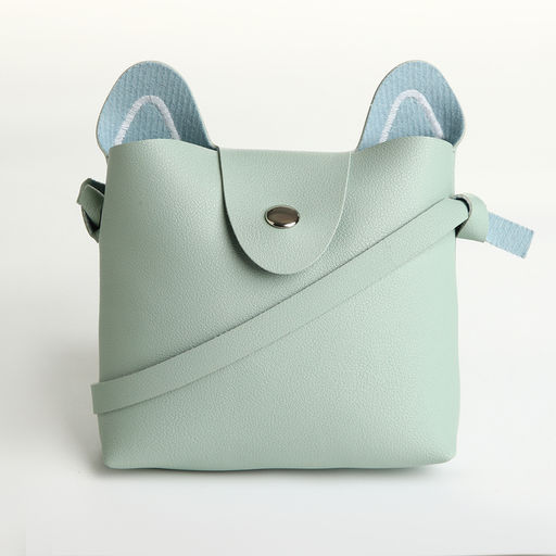 Сумка для девочки «Кошка», на магните, с длинным ремешком, зелёная