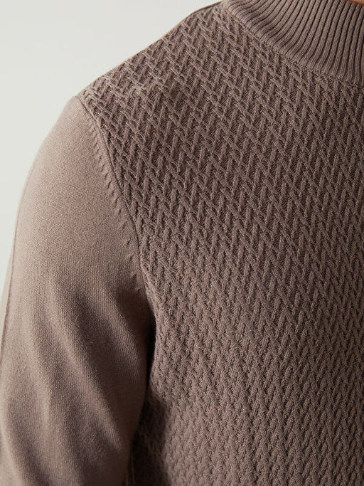 Yar?m Bal?k?? Yaka Uzun Kollu Erkek Triko Kazak