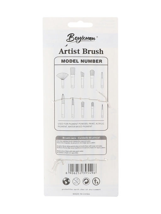 Набор кистей для рисования, синтетика, 6 штук: № 2, 4, 6, 8, 10.12, плоские, скошенные, с цветными ручками, международный размер