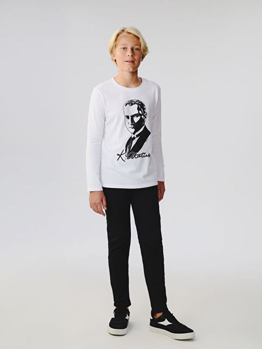 Bisiklet Yaka Atat?rk Bask?l? Erkek ?ocuk Ti??rt