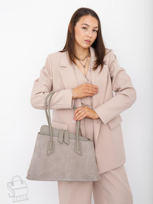 Сумка женская кожаная 6005L l.gray Polina&Eiterou