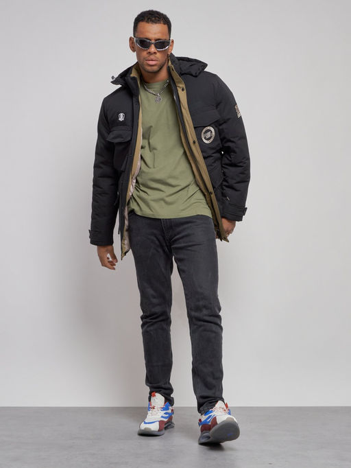 Куртка мужская зимняя с капюшоном молодежная черного цвета 88911Ch - Mtforce фото 13