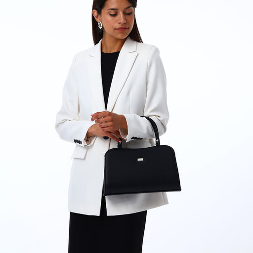 Сумка женская тоут на молнии, 31×10×20 см, однотонная, чёрная