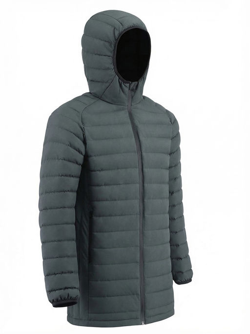 Куртка мужская удлинённая стёганая с капюшоном и графеновой подкладкой утеплитель тинсулейт