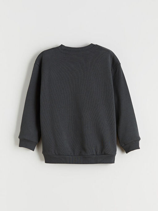 Bisiklet Yaka Bask?l? Erkek ?ocuk Sweatshirt