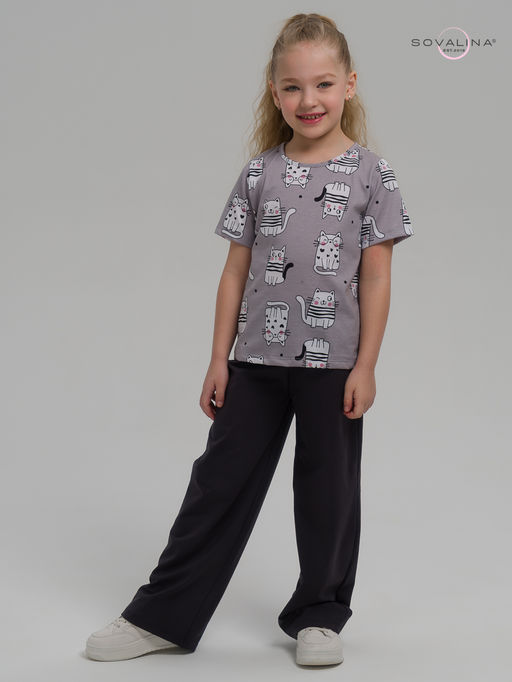 Костюм Лето котейки на сером-фуме