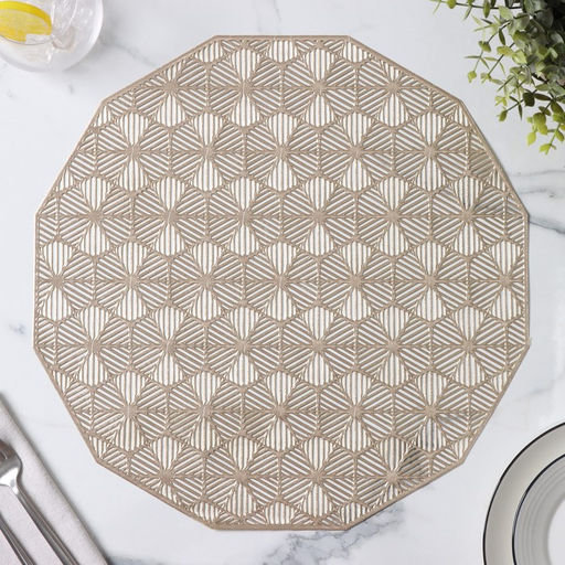 Набор салфеток сервировочных на стол Доляна Гипноз, 4 шт, d=38 см, цвет золотой  фото 20