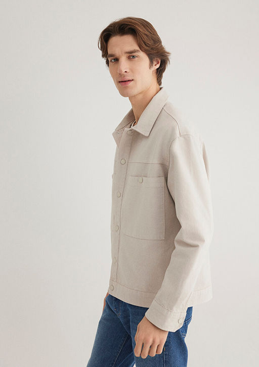 Cepli Ekru Denim Gomlek - Mavi фото 3
