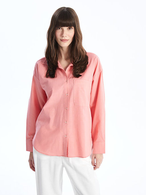 D?z Uzun Kollu Oversize Kad?n G?mlek