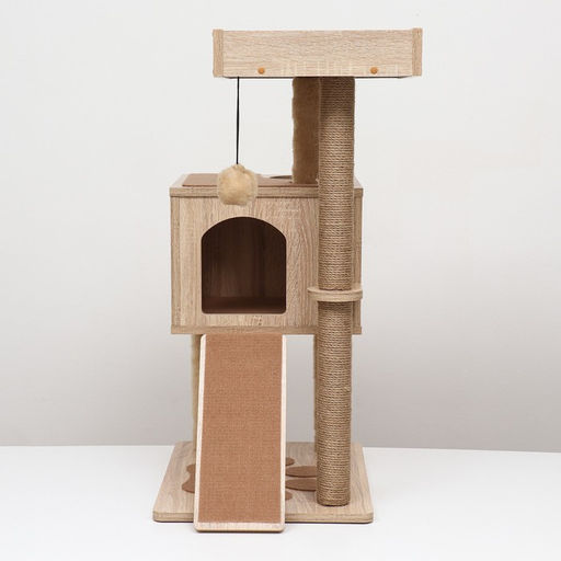 Комплекс для кошек с когтеточкой, с домиком, 58 х 54 х 87см, ЛДСП, цвет сонома - Пижон фото 3
