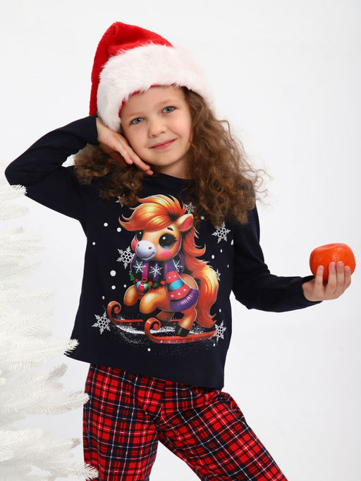 ПЖ064 Пижама Лошадка (синий)