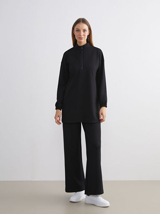 Dik Yaka Oversize Kad?n Sweatshirt Tunik