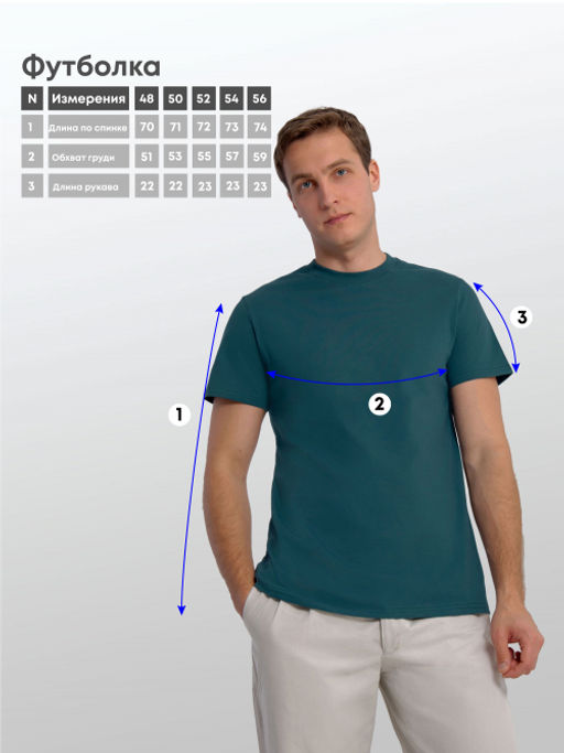 Арт. 61112/7 Футболка мужская 48-58 (6 шт) Цвет:изумруд - Идеал фото 6