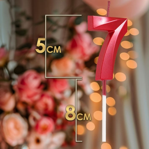 Цена за 2 шт. Свеча в торт на шпажке «Цифра 7», красная, 5 см