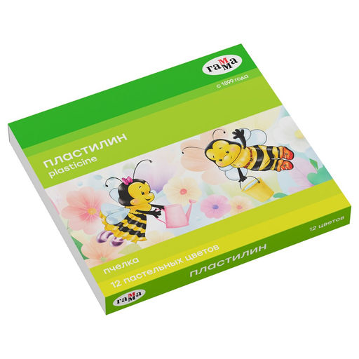 Пластилин ГАММА восковой "Пчелка" 12цв., стек (13042025_12D) пастельный, мягкий