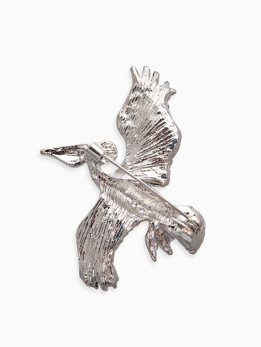 Брошь «Пеликан», разноцветная в серебре