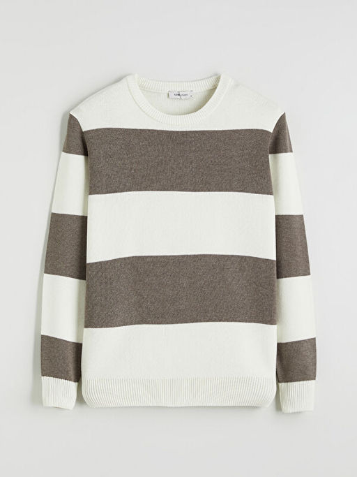 Bisiklet Yaka ?izgili Erkek Triko Kazak