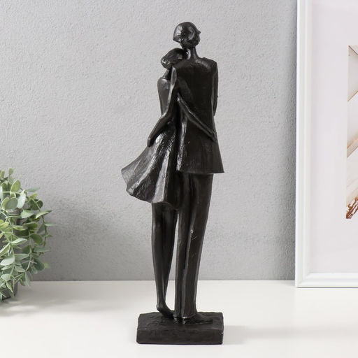 Фигурка полистоун «Мама и дочка», чёрный, 40×12×11 см
