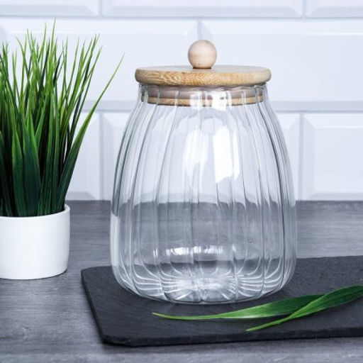 Банка для сыпучих бамбуковая крышка рифленая 1000 мл /LCSC2433/уп 60/ - Галеонтрейд фото 4