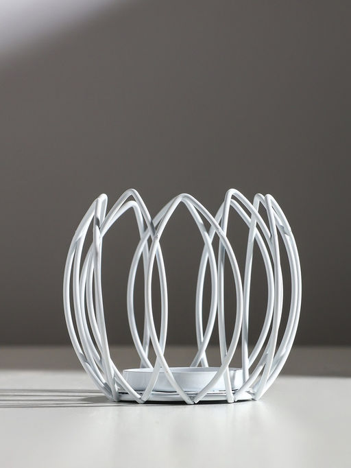 Металлический подсвечник на 1 свечу Цветок Магнолии, белый, d=5 см, 10.5?10.5?9 см