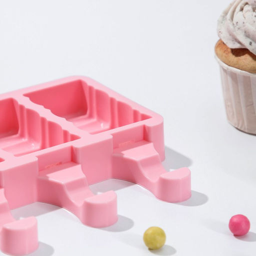 Форма для мороженого Венеция, силикон, 19.6?11?2.4 см, 4 ячейки, розовая - Simaland фото 4