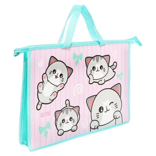 Папка для труда, А4, пластиковая, 33.5×23.5×5.5 см «Котики»