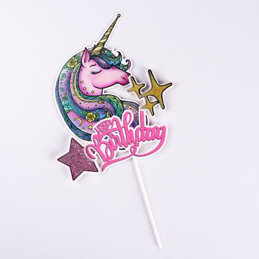 Топпер Happy Birthday.Единорог, розовый, Дарим красиво  фото 2