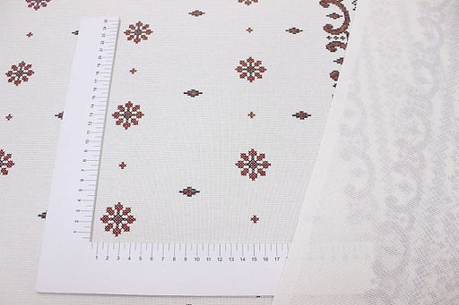 Рогожка Снежинка (красная на белом), ш.1.5м, хлопок-100%, 165гр/м.кв - Купава фото 4