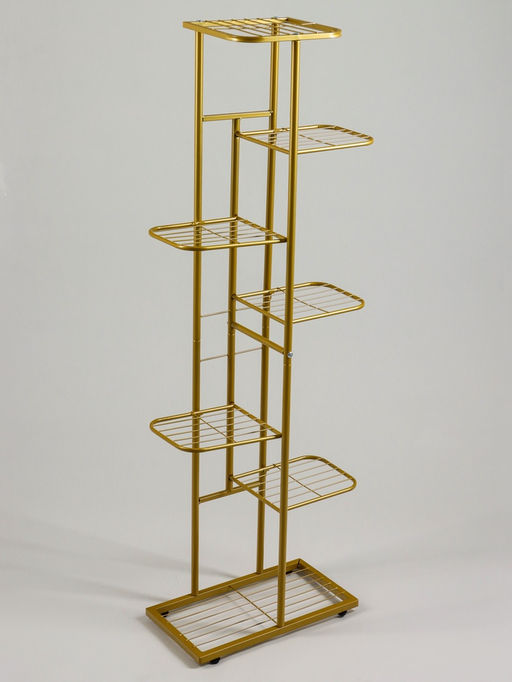 Подставка для цветов Greengo, 7 полок, 43×22×126 см, напольная, металл, цвет золотой