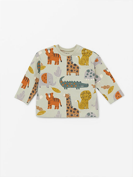 Bisiklet Yaka Uzun Kollu Bask?l? Erkek Bebek Sweatshirt 2li - Waikiki фото 3