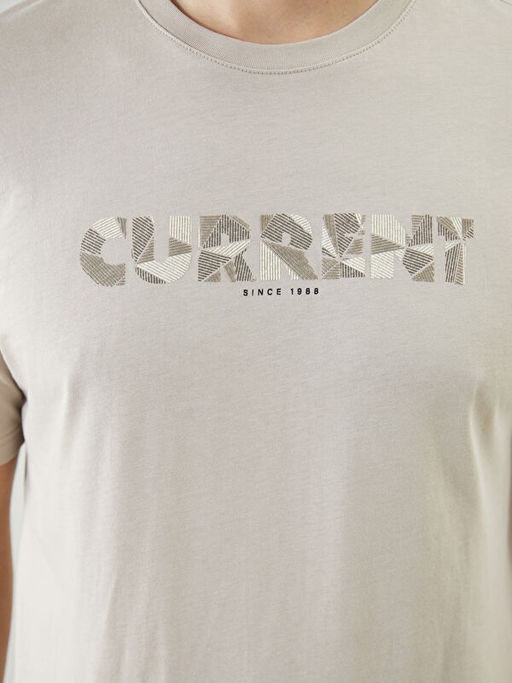 Bisiklet Yaka K?sa Kollu Bask?l? Penye Erkek Ti??rt