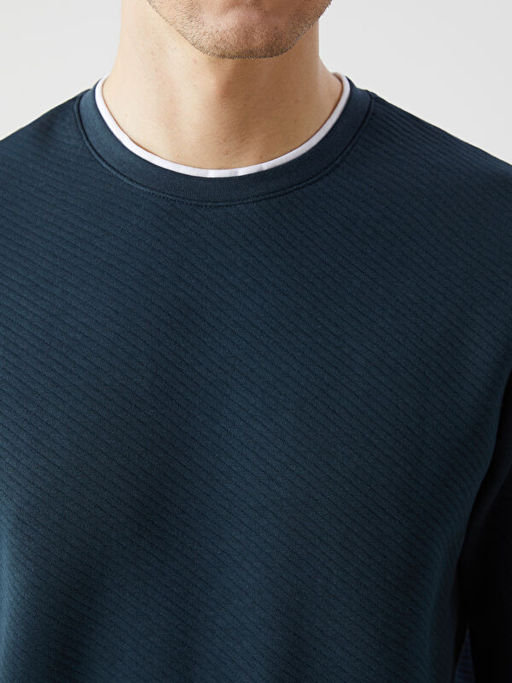 Bisiklet Yaka Uzun Kollu Erkek Sweatshirt