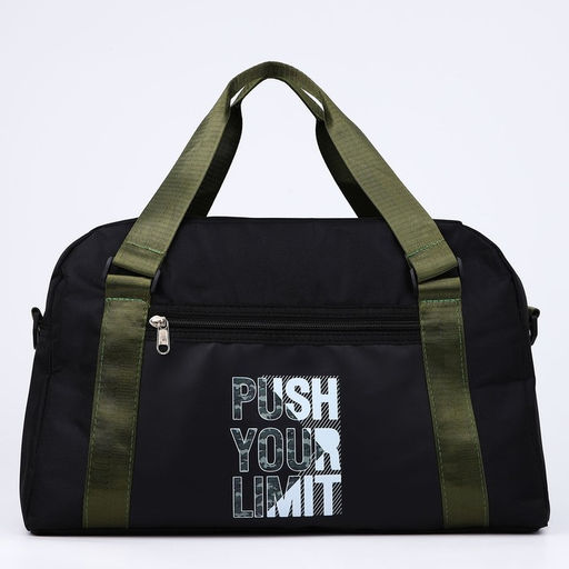 Сумка спорт Push your limit 40×25×18 см, отдел на молнии, длинный ремень, чёрная