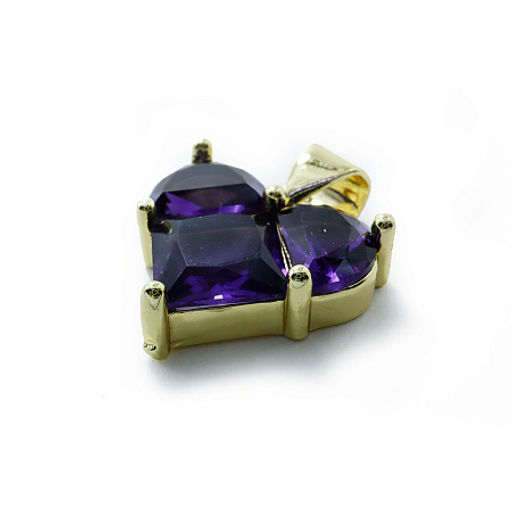 Подвеска Сердечко Фиолетовое-gold чешское стекло с алмазной огранкой