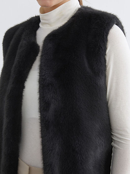 Bisiklet Yaka Kad?n K?rk Yelek